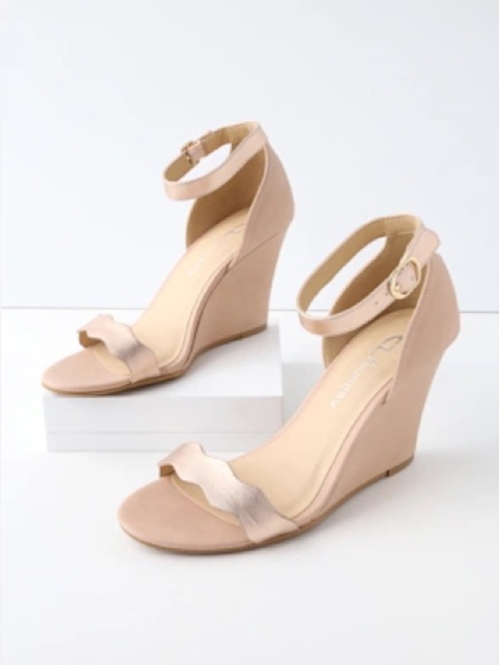 CL by Laundry Rose Gold Ankle-Strap Wedge Sandals